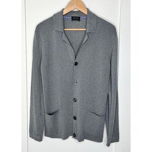 SAND Copenhagen Button Up Cardigan with Lapel and Collar Grey